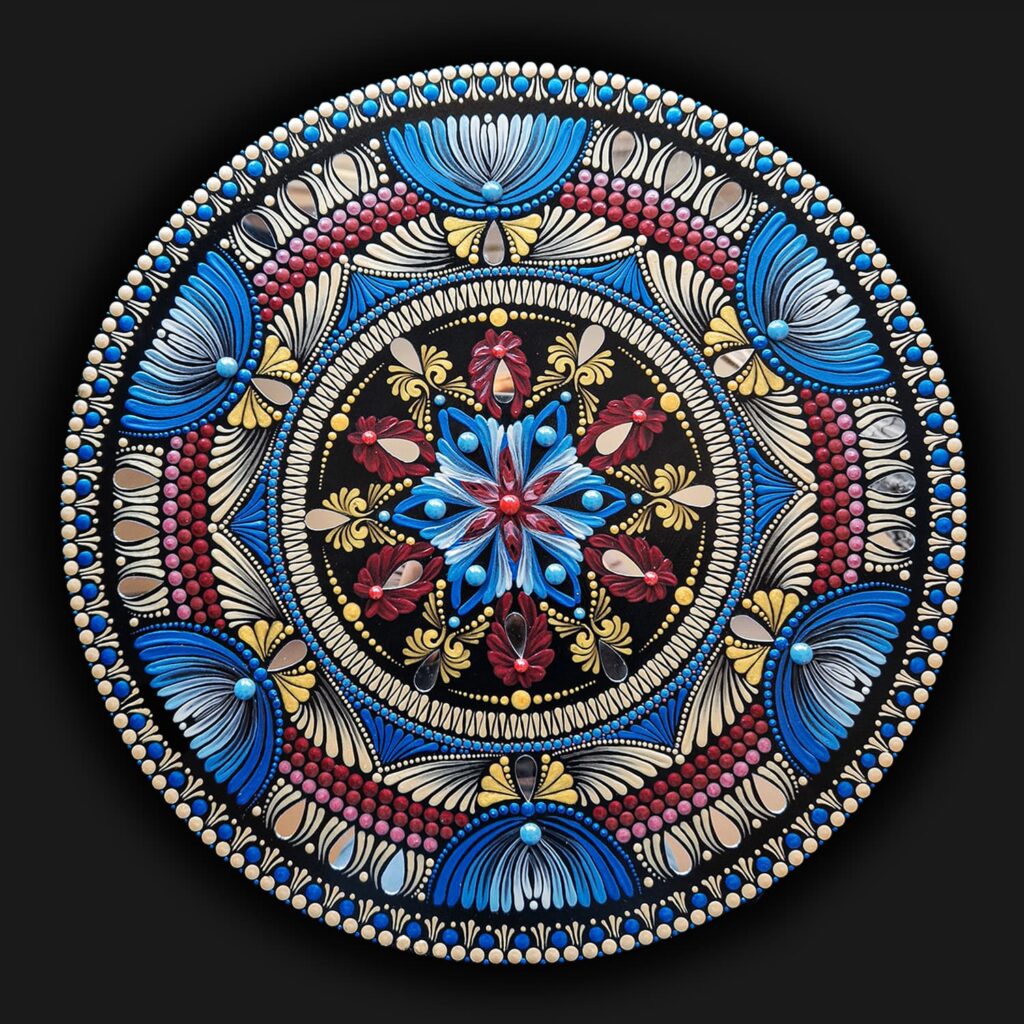 Barokowa mandala z lusterkami Królewska Obfitość - elegancki obraz dot painting
