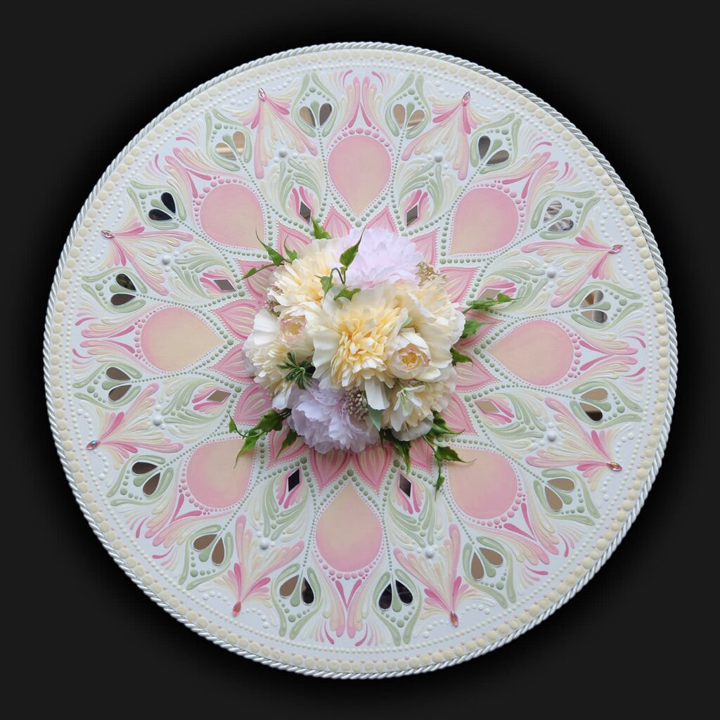 Pastelowa mandala 3D Rozkwit Duszy - ręcznie malowany obraz dot painting z kwiatami